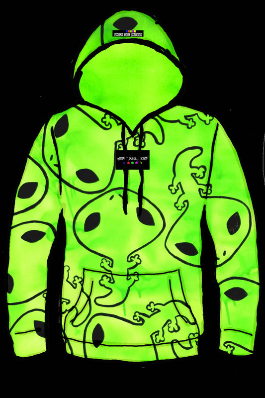Breezo Gecko Hand Painted Hoodie by BREEZAY
